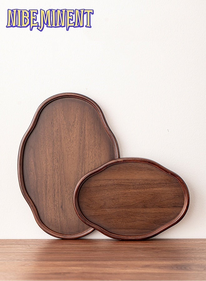 NIBEMINENT 2 Pcs/Set Bamboo & Recycled Wood Decorative Tray - Vintage Style Irregular Shape Tea Serving Tray with Lid, Perfect for Home, Office, Hotel, or Gift Decor, Ideal for Living Room, Bedroom, or Tea Parties, Tea Party Accessory | Decorative Tray | Bamboo Material, Tea Tray - Image 3